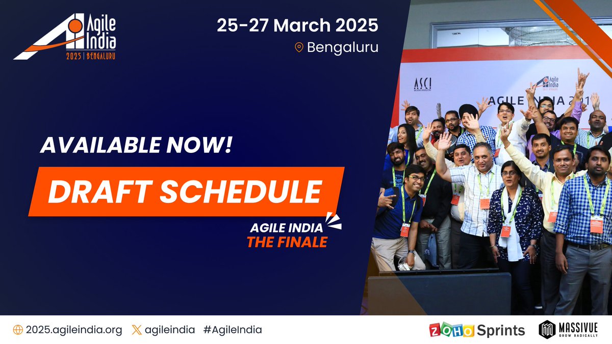 Agile India (@agileindia) on Twitter photo 🚨 The draft schedule for #AgileIndia 2025 is LIVE!
55+ sessions to transform your:
• AI & DevOps practices
• Team performance
• Platform engineering
• Business agility
Keynotes include <a href="/bbogsnes/">Bjarte Bogsnes</a> <a href="/sriramnarayan/">Sriram Narayan</a> and <a href="/Thush/">Thushara Wijewardena</a>
Schedule: confengine.com/conferences/ag…
#AgileIndia 🚨 The draft schedule for #AgileIndia 2025 is LIVE!
55+ sessions to transform your:
• AI & DevOps practices
• Team performance
• Platform engineering
• Business agility
Keynotes include <a href="/bbogsnes/">Bjarte Bogsnes</a> <a href="/sriramnarayan/">Sriram Narayan</a> and <a href="/Thush/">Thushara Wijewardena</a>
Schedule: confengine.com/conferences/ag…
#AgileIndia
