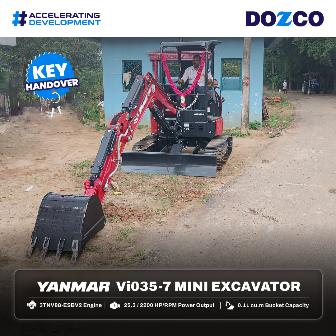 🔑 Yanmar ViO35-7 Mini Excavator has been successfully delivered to Mr. Balaji at Thiruvarur, Tamil Nadu for agricultural applications. 🌟

✅ Why is the ViO35-7 the Smart choice?

💪 High-Performance Engine |  🔄 Zero Tail Swing  | ⛽ Outstanding Fuel Efficiency

#DOZCOINDIA