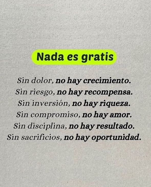 Nada es gratis