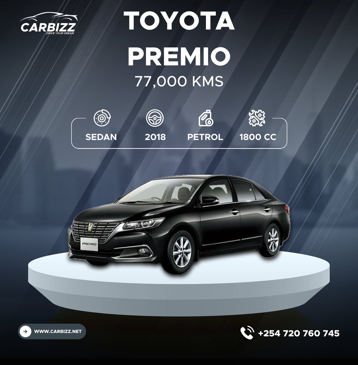Toyota Premio X EX Package – A Blend of Comfort and Reliability  

Model: Toyota Premio X EX Package  
Mileage: 77,000 kms  
Price: KSh 2,300,000  

The Toyota Premio is the perfect balance of elegance and efficiency, making it an excellent choice for daily commutes and long