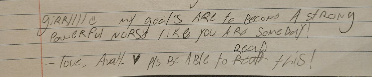 First day back at school &amp; I came home to a handwritten letter from my youngest daughter. This is the ending. #meltmyheart #awww #Nursing #futurenurse