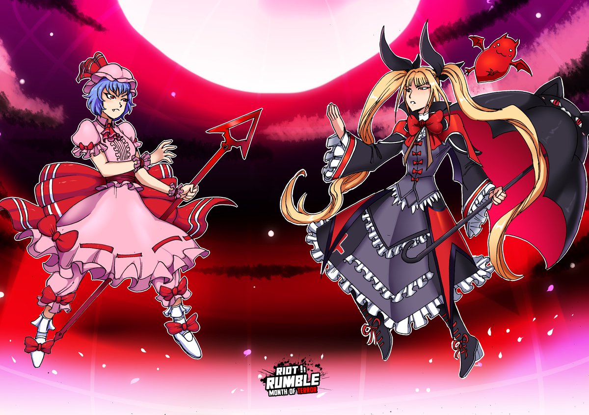 REMILIA SCARLET vs RACHEL ALUCARD
Special Artwork for #RiotRumble 

Drawn by the talented brazilian artist JardelCruz and colored by yours truly ( <a href="/Spideyhog/">Spideyhog</a> ) 

I just got back to work after a mini vacation, so we're hoping to make a ELEGANT comeback this month 🤞🤞🤞
