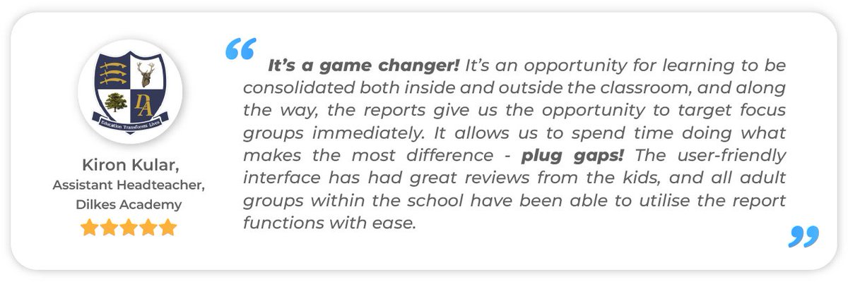 SATs Companion is your "game changer" for Y5&amp;6! 
"It's an opportunity for learning to be consolidated inside &amp; outside the classroom"- Kiron, AHT 📚
➡️ Set targeted homework in 2 mins
➡️ Get instant gap analysis
➡️ Access 40,000+ qs
 Book a demo link in bio! 💫
 #UKEd #PrimaryEd
