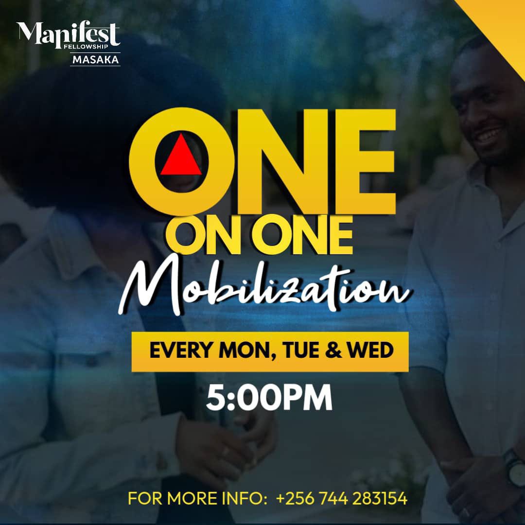 MasakaManifest's tweet photo. 🔥 ONE ON ONE MOBILIZATION🔥

Blessed day dear saints😊

Kindly be notified of Today’s one on one mobilization in KIMAANYA in regards to our Thursday and Sunday services

📍 MEETING POINT: Manifest Masaka Grounds
🕰️ 5PM [ E.A.T ]

#MMCOMMUNICATIONS https://t.co/xAE1m2mQnd
