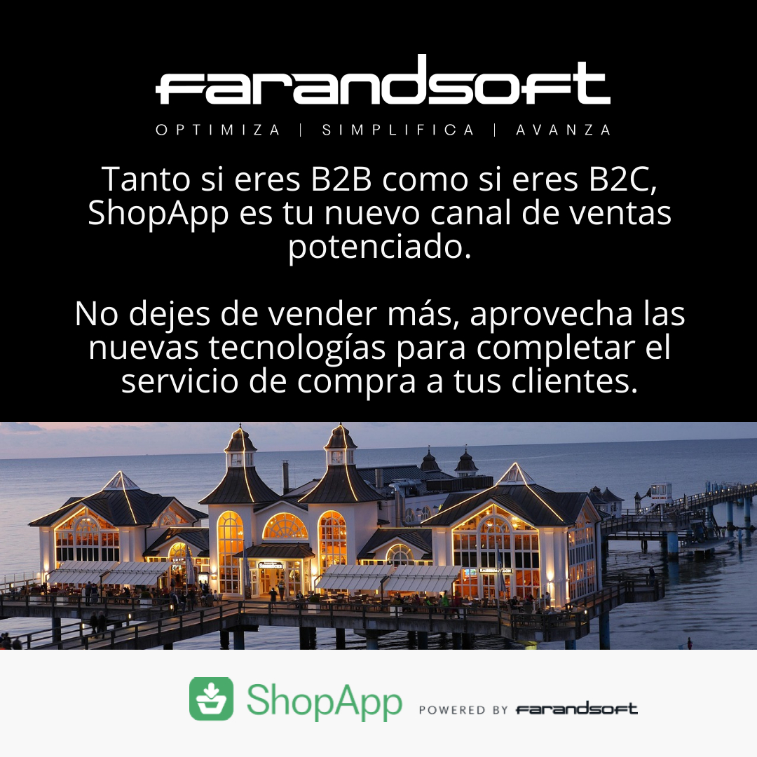 FARANDSOFT's tweet photo. Tanto si eres B2B como si eres B2C, ShopApp es tu nuevo canal de ventas potenciado.

No dejes de vender más, aprovecha las nuevas tecnologías para completar el servicio de compra a tus clientes. https://t.co/n8MRWf78Z9