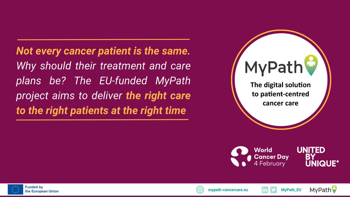 On #WorldCancerDay, #MyPath highlights the need for #PatientCentredCare in #CancerCare. This EU-funded initiative develops digital pathways (PCCPs) to personalise treatment, enhance decision-making &amp; improve patient well-being. Learn more: mypath-cancercare.eu #CancerResearch