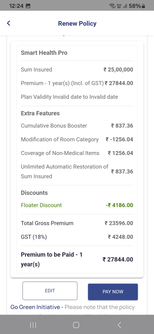 SRI_040291's tweet photo. @StarHealthIns #starhealthins 
Hi Team ,

Can someone please clarify this why GST calculated twice &amp; abouth the price difference ???? https://t.co/8lDnJnZVOB