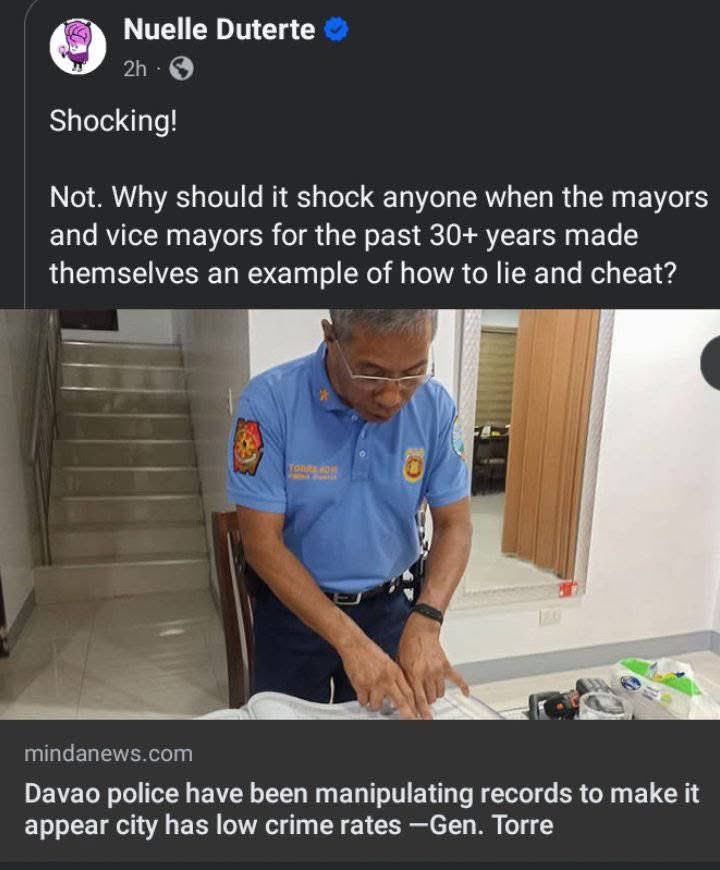 nabunturanguy's tweet photo. Paalala lang po sa mga nakakalimot.  
Hindi lang trolls ang mahilig sa fake news. May city police office din po na may mga nandodoktor ng crime records para kunyari very low ang crime rate sa kanila.  Kilala ninyo kung saan yan, I'm sure. https://t.co/OaW9fue9dw