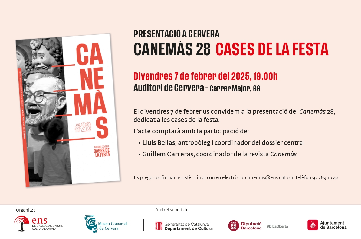 LluisBellas's tweet photo. Cervera!
Divendres 7 a les 19h presentem a l'Auditori de Cervera la revista Canemàs 28: dossier "Museu Social i patrimoni immaterial: més enllà de les Cases de la Festa". 

Gràcies @museudecervera @paeriacervera. 
Bona Festa Major del SM Misteri! https://t.co/9miWz7Jx4u
