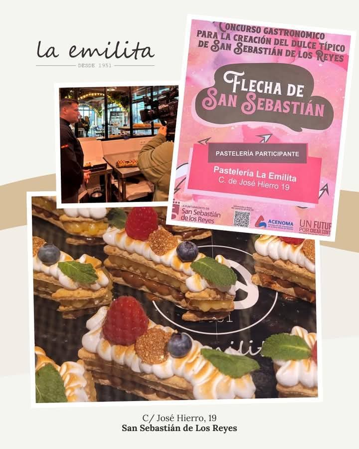 ACENOMA's tweet photo. Ya tenemos el ganador del postre típico de #SansebastiandelosReyes : Las Flechas de San Sebastián de La Emilita Original en C/ José del Hierro, 19.

Muchas gracias a todos los participantes, al jurado popular y al profesional que han tenido la difícil tarea de elegir al ganador https://t.co/bBGJc7x1Cu
