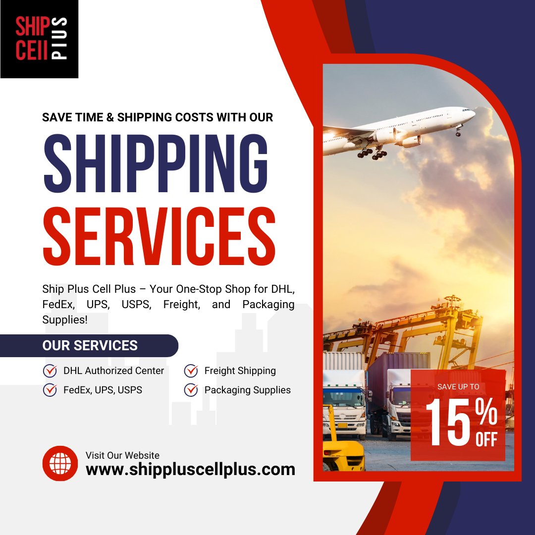shipluscellplus's tweet photo. 📦 Ship Plus Cell Plus – Your Trusted Shipping Center! 🚚✉
We offer DHL, FedEx, UPS, and USPS services for fast and secure shipping!
🌐 https://t.co/2X9vUAJQGj
#ShipPlusCellPlus #DHL #FedEx #UPS #USPS #FreightShipping #PackagingSupplies https://t.co/QQ1hcBRWrT