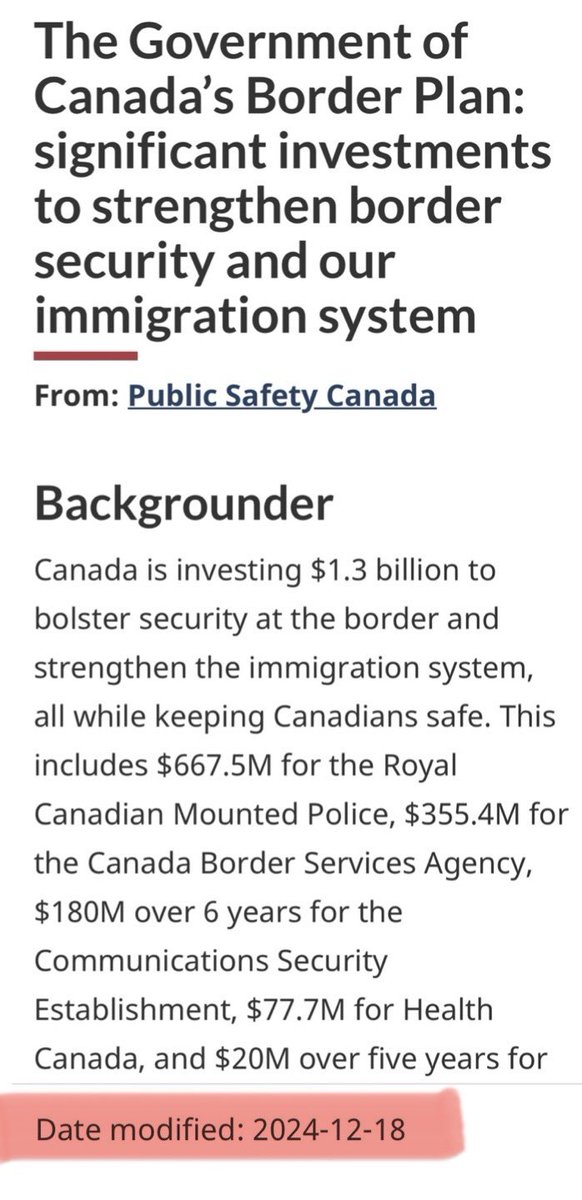 Embarrassing reporting from the Daily Mail. Canada announced this billion dollar border plan almost two months ago