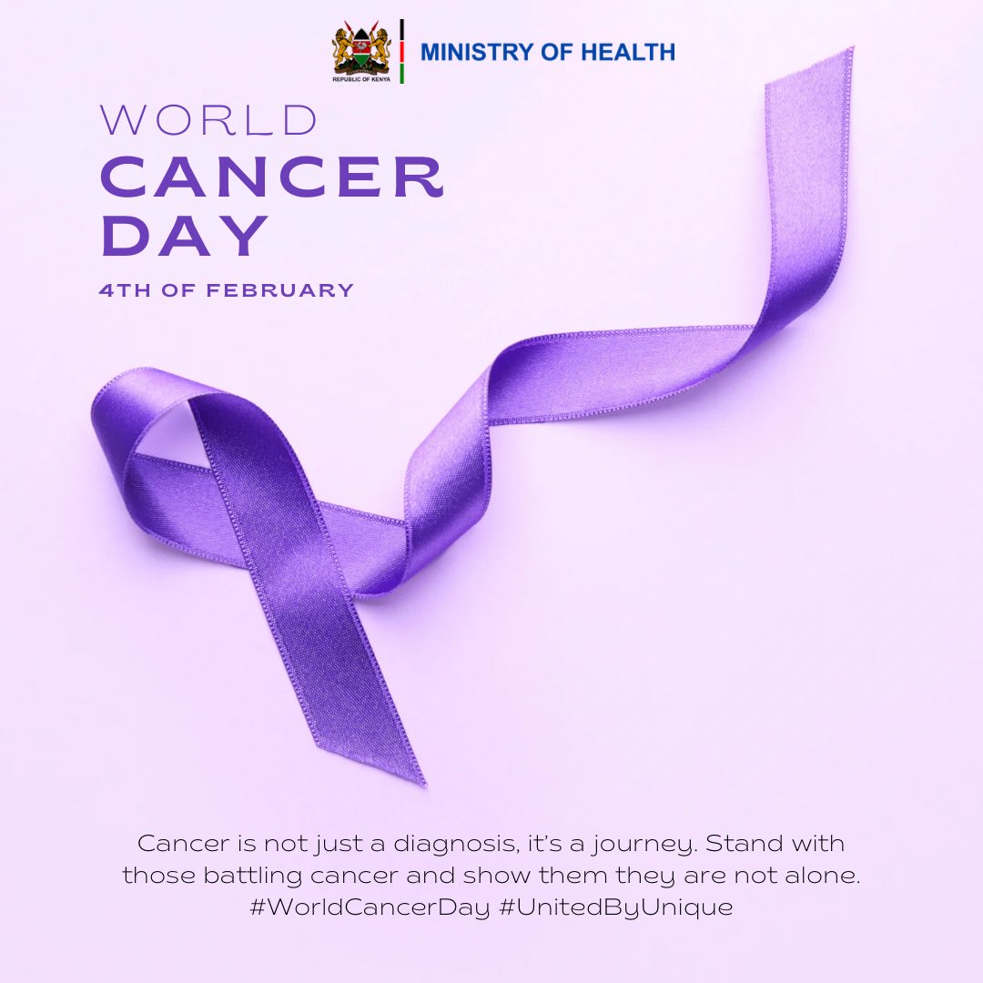 MOH_Kenya's tweet photo. Cancer affects millions, but together, we can make a difference. Share your story, raise awareness, and inspire change. #WorldCancerDay #UnitedByUnique https://t.co/p8g96fxT1p