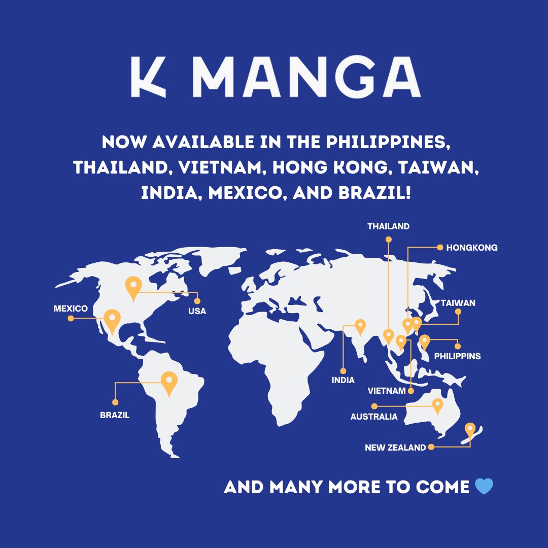 We're excited to announce that the K MANGA app is now available in Philippines, Thailand, Vietnam, Hong Kong, Taiwan, India, Mexico, and Brazil!

👉app.adjust.com/x5bu8wh