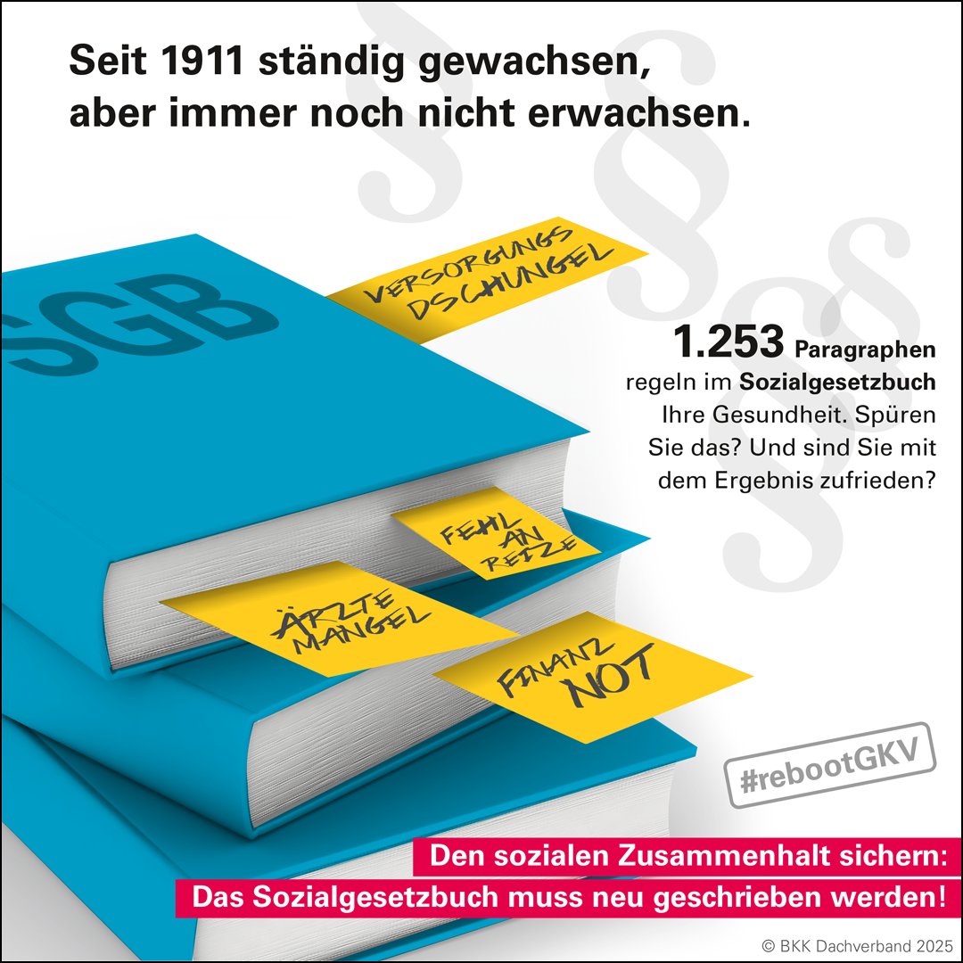 🚨 13 Sozialgesetzbücher = 1 Bürokratie-Monster! Andere Länder behandeln Patienten, wir Paragrafen!📜
Die Dänen machen es vor: Schlank, digital, patientenfokussiert, effizient.
Zeit radikal neu zu denken. Zeit für: #SGBneuschreiben! #rebootGKV
⬇️
bkk-dachverband.de/politik/den-so…