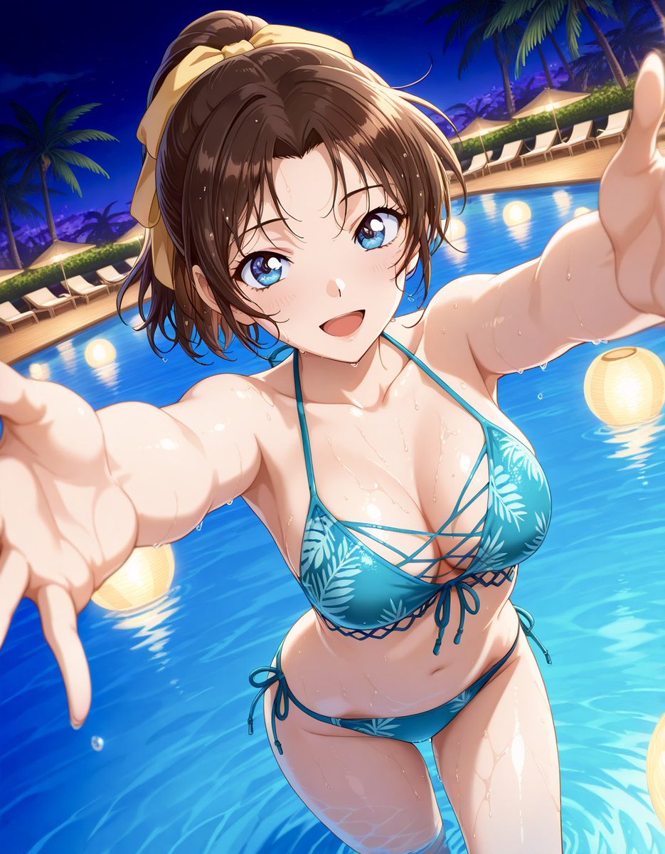 Maeros202212's tweet photo. ナイトプールの和葉ちゃん。 https://t.co/T0zHrmDXc3