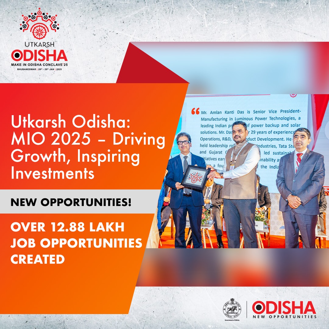 InvestInOdisha's tweet photo. Driving growth, creating opportunities! Investments at #UtkarshOdisha : #MIO2025 are set to generate 12.88 Lakh job opportunities, transforming Odisha into an employment hub.
#MakeInOdisha #InvestInOdisha #SamrudhOdisha #InvestInFuture #MakeItUtkarsh #MakeItSamrudh #MakeItViksit https://t.co/4wM6nVlgVQ