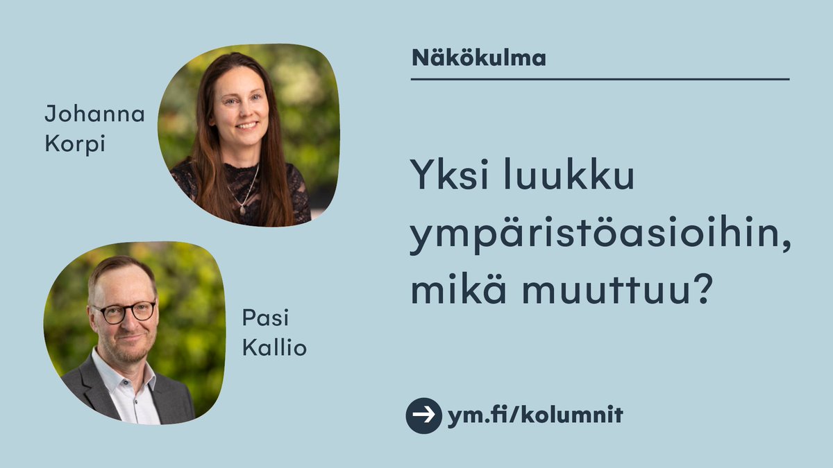 Ympäristöministeriö (@yministerio) on Twitter photo Valtion ympäristöhallinto muuttuu merkittävästi 1.1.2026 alkaen. Se mahdollistaa ympäristöasioiden yhden luukun palvelun, jolla halutaan sujuvoittaa asiointia sekä edistää vihreää siirtymää.
Näkökulma: ym.fi/-/yksi-luukku-…
#yksiluukku #vihreäsiirtymä <a href="/AVItwiittaa/">Aluehallintovirasto</a> <a href="/ELYkeskus/">ELY-keskus</a> Valtion ympäristöhallinto muuttuu merkittävästi 1.1.2026 alkaen. Se mahdollistaa ympäristöasioiden yhden luukun palvelun, jolla halutaan sujuvoittaa asiointia sekä edistää vihreää siirtymää.
Näkökulma: ym.fi/-/yksi-luukku-…
#yksiluukku #vihreäsiirtymä <a href="/AVItwiittaa/">Aluehallintovirasto</a> <a href="/ELYkeskus/">ELY-keskus</a>