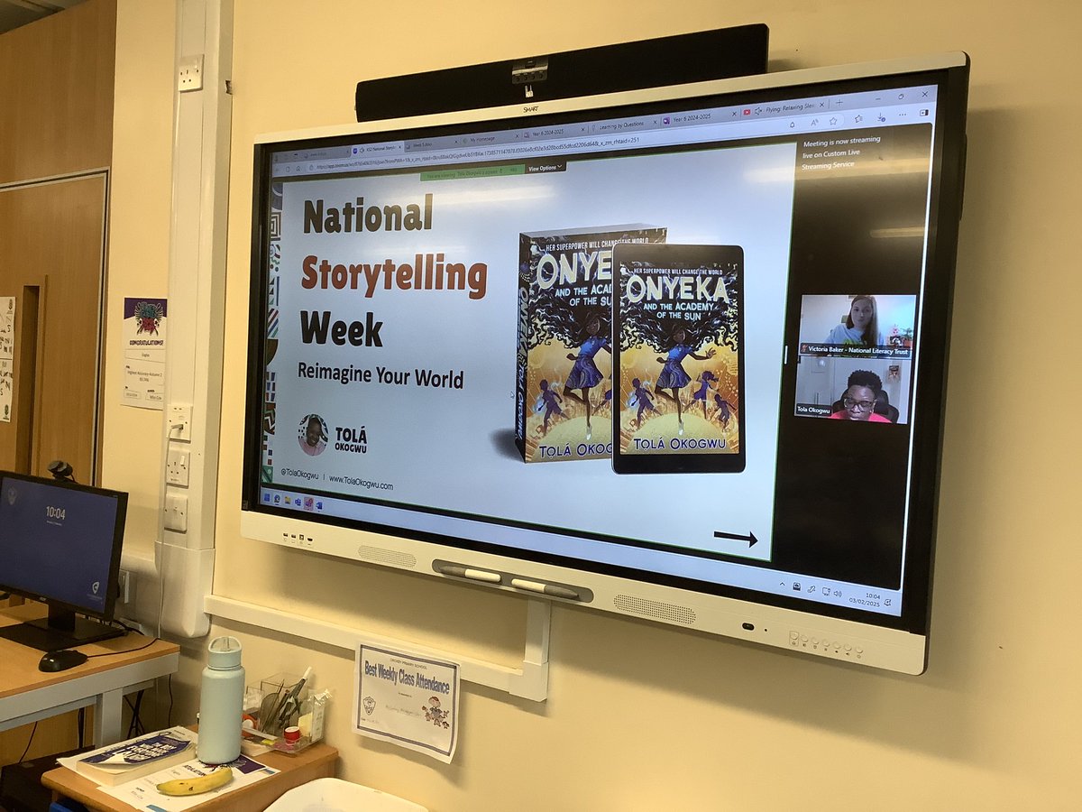 CroxbyPrimary's tweet image. It’s National Storytelling week and KS2 enjoyed a live workshop with author @TolaOkogwu They joined in with the story writing process with the theme ‘Reimagine your world’. Children can submit their stories for the opportunity to be published #getwriting