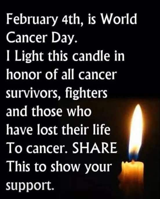 Today, February 4th 2025 is #WorldCancerDay.  None of us have to look far to find someone, a relative, friend, or just someone we have just heard of who has been badly affected by this terrible disease. All are in our thoughts today as they always are.💔❤️🌹