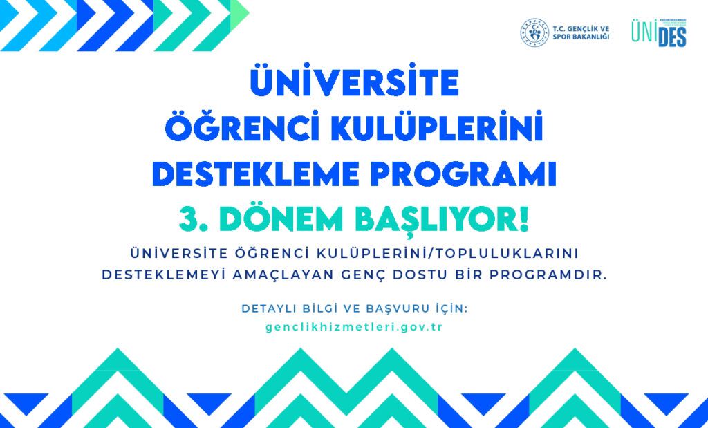 GSB_DuzceGM's tweet photo. ÜNİDES 3. Dönem Başvuruları Başladı! 🎉

Üniversite öğrenci topluluklarına 50.000 – 100.000 TL ayni destek! 🚀

📅 Son başvuru: 27 Şubat 2025
📢 Sonuçlar: 18 Mart 2025

Detaylar ve başvuru için: 
🔗 https://t.co/TYj57L8f2i

#ÜNİDES 

@OA_BAK @gencliksporbak https://t.co/GLlO0PuhSZ