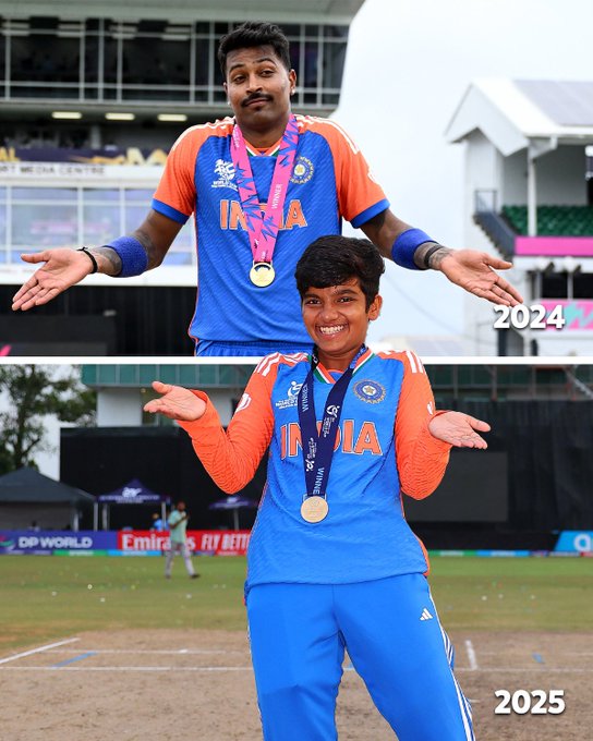 🤷‍♂️ Hardik Pandya 🤝 Bhavika Ahire 🤷‍♀️ 📹 Credits: Twitter/ICC
