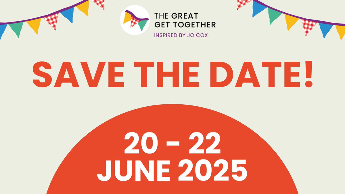 🗓️ SAVE THE DATE! 🗓️

The Great Get Together 2025 will take place from 20 - 22 June 2025.

Sign up to our newsletter to receive all of the information for this year's #GreatGetTogether direct to your inbox:

🔗jocoxfoundation.org/our-work/stron…