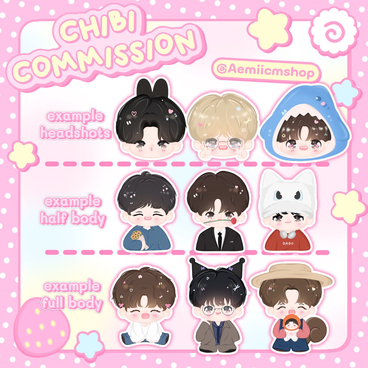 Aemiicmshop's tweet photo. 𝗖𝗠𝗦 𝗢𝗣𝗘𝗡

*.｡☆｡★:*𖦹‧°☆ *.｡𖤐｡★:*𖦹‧°☆ *.｡𖤐｡★:*𖦹‧°☆

รับวาด สติ๊กเกอร์ พวงกุญแจ

☄︎  คิวว่าง

☄︎ สนใจหรือสอบถามรายละเอียดทัก 𝗗𝗺

#รับออกแบบgiveaway #รับออกแบบ #commissionopen #commissionTH #รับวาดรูป #รับวาดจิบิ https://t.co/OrYpRpfMtx