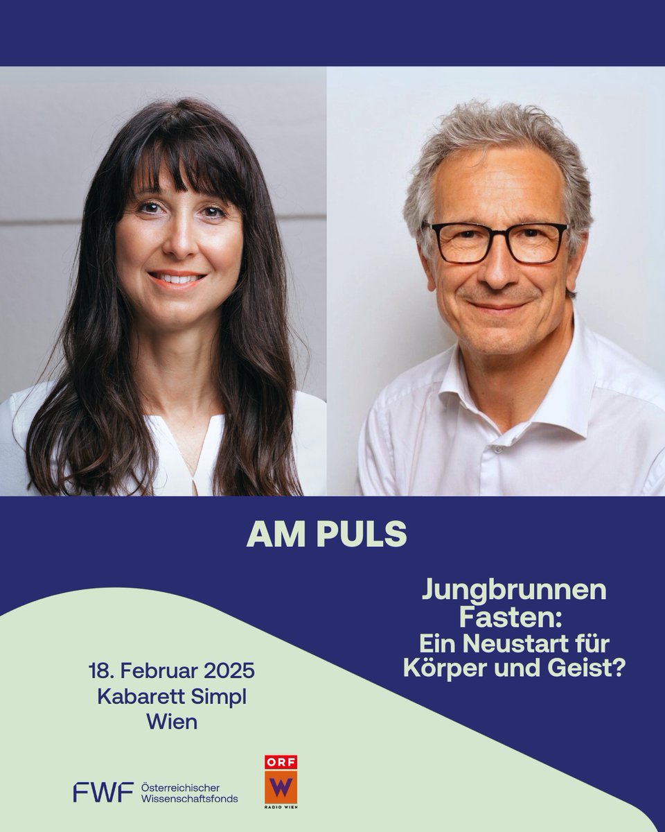 FWF_at's tweet image. Am 18.2. diskutieren Aneta Pissareva, ärztliche Fastenleiterin im Kloster Pernegg, und Thomas Pieber, Leiter der Klinischen Abteilung für Endokrinologie und Diabetologie an der @MedUniGraz, warum #Fasten so wertvoll für uns ist. #AmPuls @RadioWienHeute 🍽️

fwf.ac.at/entdecken/dial…