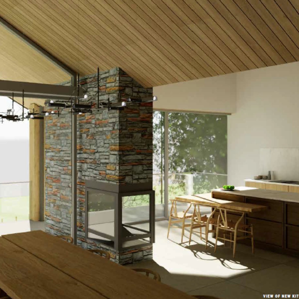 Permission granted for this replacement dwelling in an Area of Outstanding Natural Beauty. The three-storey timber and stone house was designed following the principles of Feng Shui, showcasing amazing views whilst sitting discretely within the landscape.