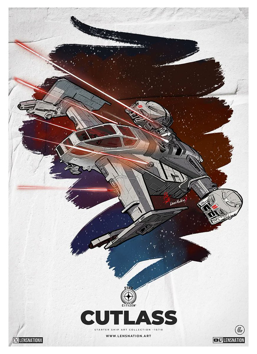 And with the Drake Cutlass Black, my Star Citizen Starter Ship series is finished. 10 starter ships drawn. I will start another series now. Enjoy free 15- first come first serve- high res print files of the artwork on my KoFi - ko-fi.com/lensnation 
Any donation made goes to
