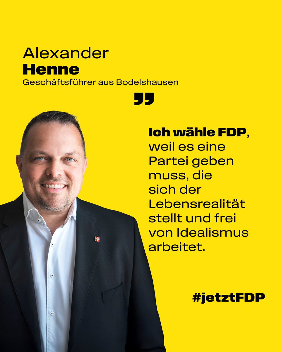 Alexander Henne wählt <a href="/fdp/">FDP</a>: Für mehr Realpolitik. #jetztFDP