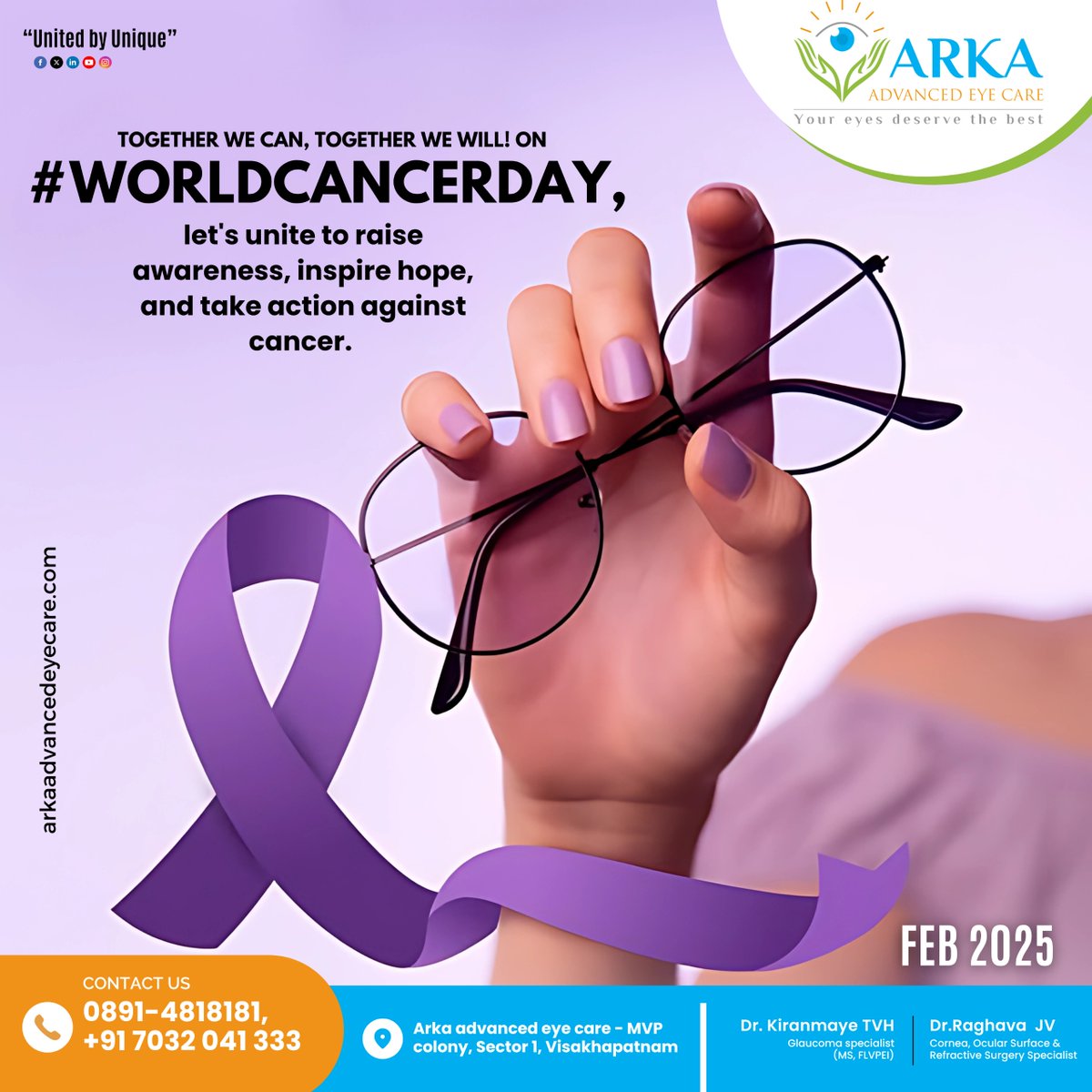 ArkaEye's tweet photo. Making everyone aware of cancer is the first step towards making this world free from this disease. let's unite to raise awareness, inspire hope, and take action against cancer.

📞 Contact Us: 0891-4818181 | +91 70320 41333

#WorldCancerDay2025 #febmonth #ArkaAdvancedEyeCare https://t.co/ZNFn0gbyD8