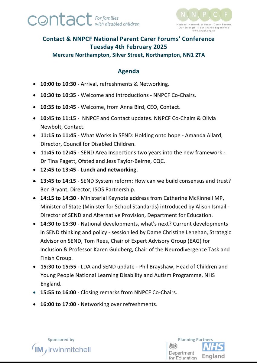 PPV are at the Contact - For families with disabled children and National Network of Parent Carer Forums 2025 annual conference.

We will be hearing from a fantastic line up of speakers! #letsparticipate25

Roll on the ministerial keynote speaker….