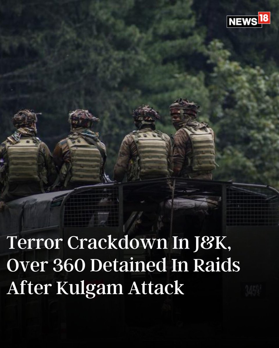 CNNnews18's tweet image. This came after a retired Army personnel, identified as Manzoor Ahmad Wagay, was shot dead by terrorists in J&K's Kulgam district on Monday. 
His wife Aayeena was injured in the attack
#TerrorCrackdown #JammuAndKashmir 
news18.com/india/massive-…