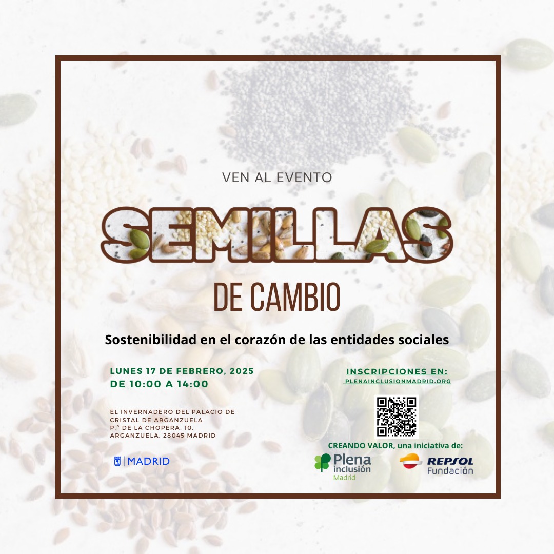 🌱 Aprende, conecta y actúa por un futuro más sostenible 🌍

📢 Únete a la jornada #SemillasDeCambio, donde exploraremos la conexión entre sostenibilidad y entidades sociales. Un espacio de aprendizaje y reflexión para impulsar un impacto real.

📅 17 de febrero
📍 Invernadero