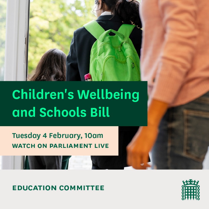 CommonsEd's tweet photo. Today, 10am 🕙

We'll be discussing the Children's Wellbeing and Schools Bill with policy experts, and considering how this legislation could work in practice.

Click here to learn more and watch live 👇