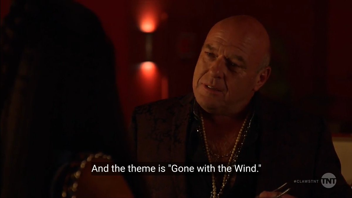 anachroniSam's tweet image. Toby in Scarlett's opening scene dress and Juanda in the green curtain dress. Lollll I love it!!!!!! #ClawsTNT