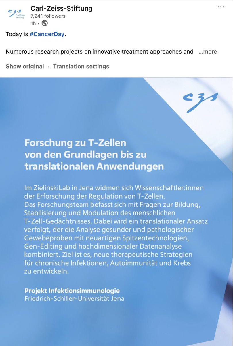 Zielinski lab (@zielinski_cz) on Twitter photo It is World Cancer Day! The Zielinski lab is thankful for the generous support from the Carl Zeiss Foundation to contribute to innovative immunotherapies against cancer. <a href="/UniJena/">Universität Jena</a> #immunotherapy #CAR-Tcells It is World Cancer Day! The Zielinski lab is thankful for the generous support from the Carl Zeiss Foundation to contribute to innovative immunotherapies against cancer. <a href="/UniJena/">Universität Jena</a> #immunotherapy #CAR-Tcells