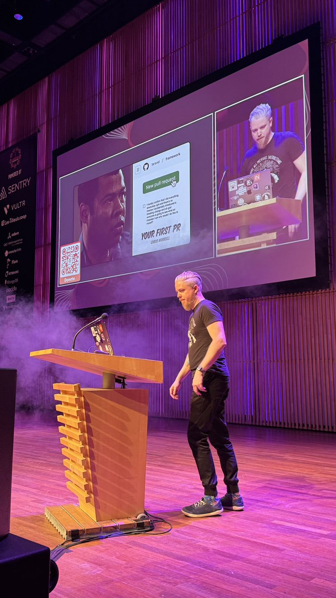 Now on #LaraconEU stage, <a href="/inxilpro/">Chris Morrell</a> with the talk “Your First Pull Request”!