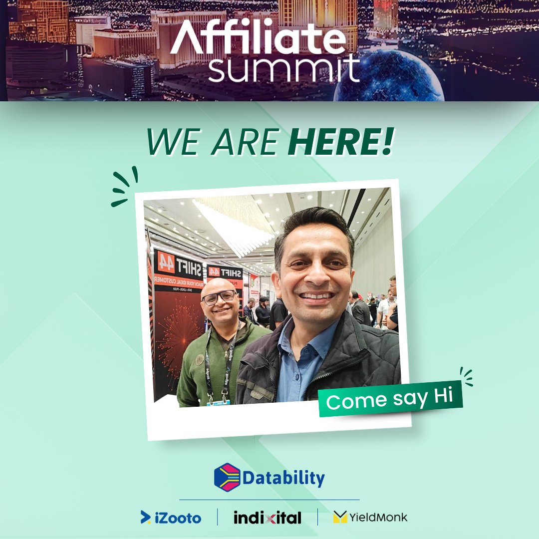 DatabilityCo's tweet image. Our team is here at #ASW25 - the biggest affiliate marketing event in the world! 🤩 Come say hi, let&apos;s connect!
See you on the show floor! 👋
@iZootoTeam  | @indixital  | @YieldMonk 

#affiliatesummit #affiliatesummitwest #lasvegas #affiliate #affiliateevents #asw #affiliateworld