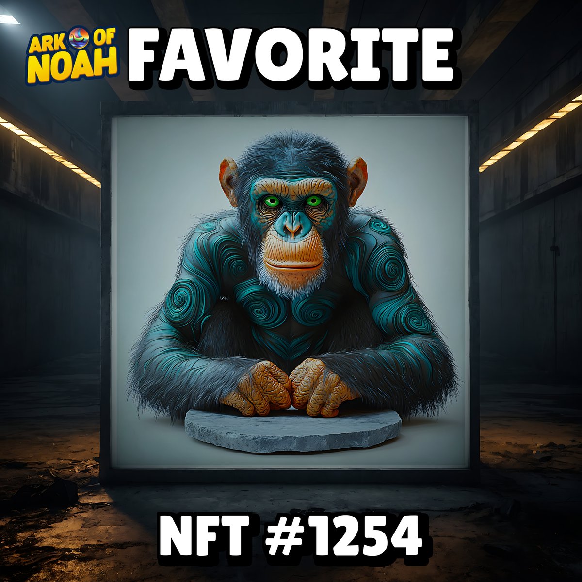 mike2_moi's tweet image. Just can't get enough of my breathtaking masterpiece! 🌟 NFT #1254 with its swirling turquoise chimpanzee and glowing green eyes truly takes my breath away! 🐒💚 #NFTArt #DigitalCollectibles #ChimpLove #ARKOFNOAH