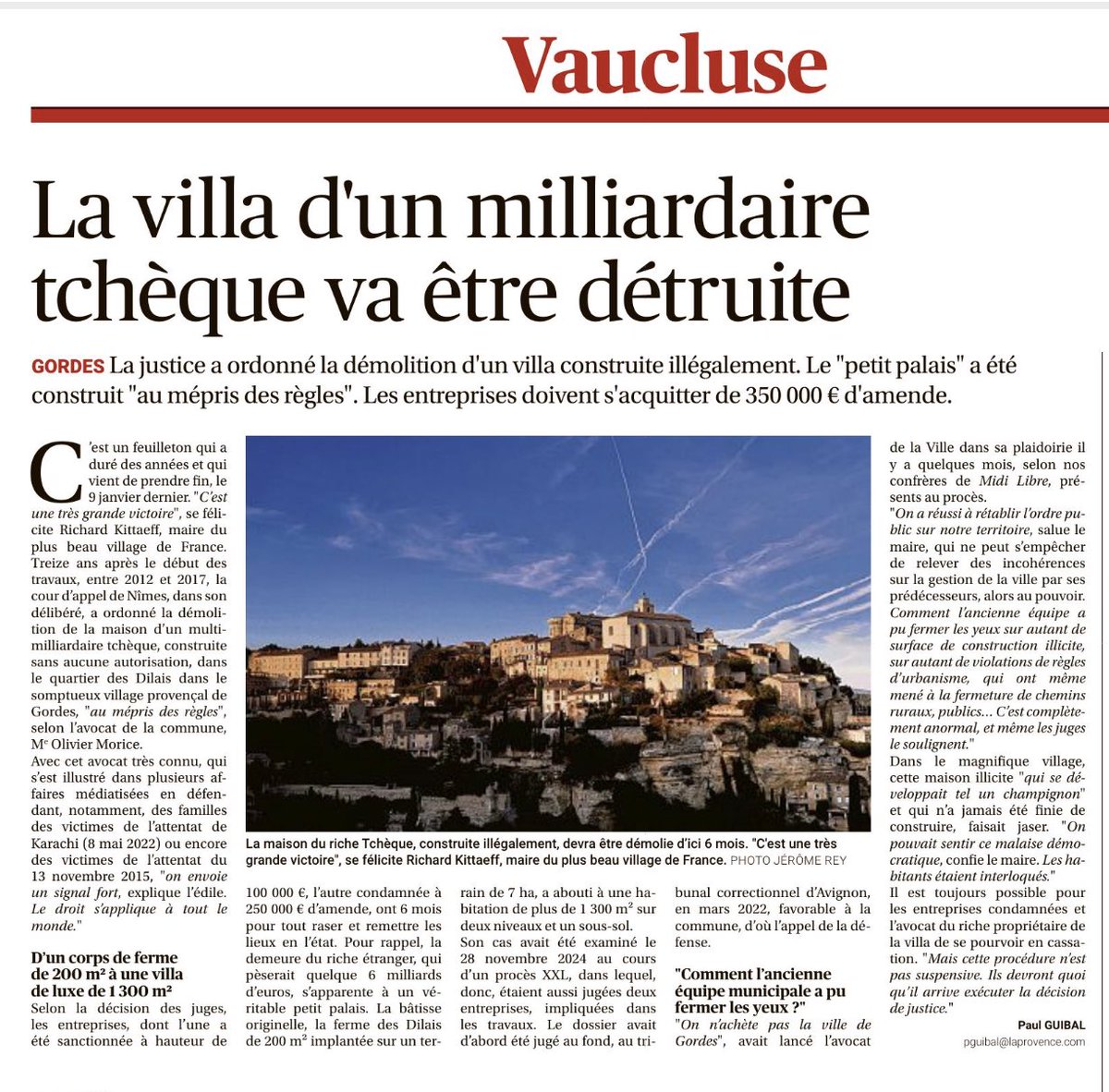 RichardKitaeff's tweet photo. ⚖️ VICTOIRE JUDICIAIRE ⚖️

Grande avancée pour la Mairie de Gordes : la Cour d’appel a confirmé la démolition des réalisations non autorisées et la réouverture des chemins ruraux. Une décision majeure qui protège notre patrimoine et garantit le respect des règles d’urbanisme. https://t.co/IfhPzaxqcM