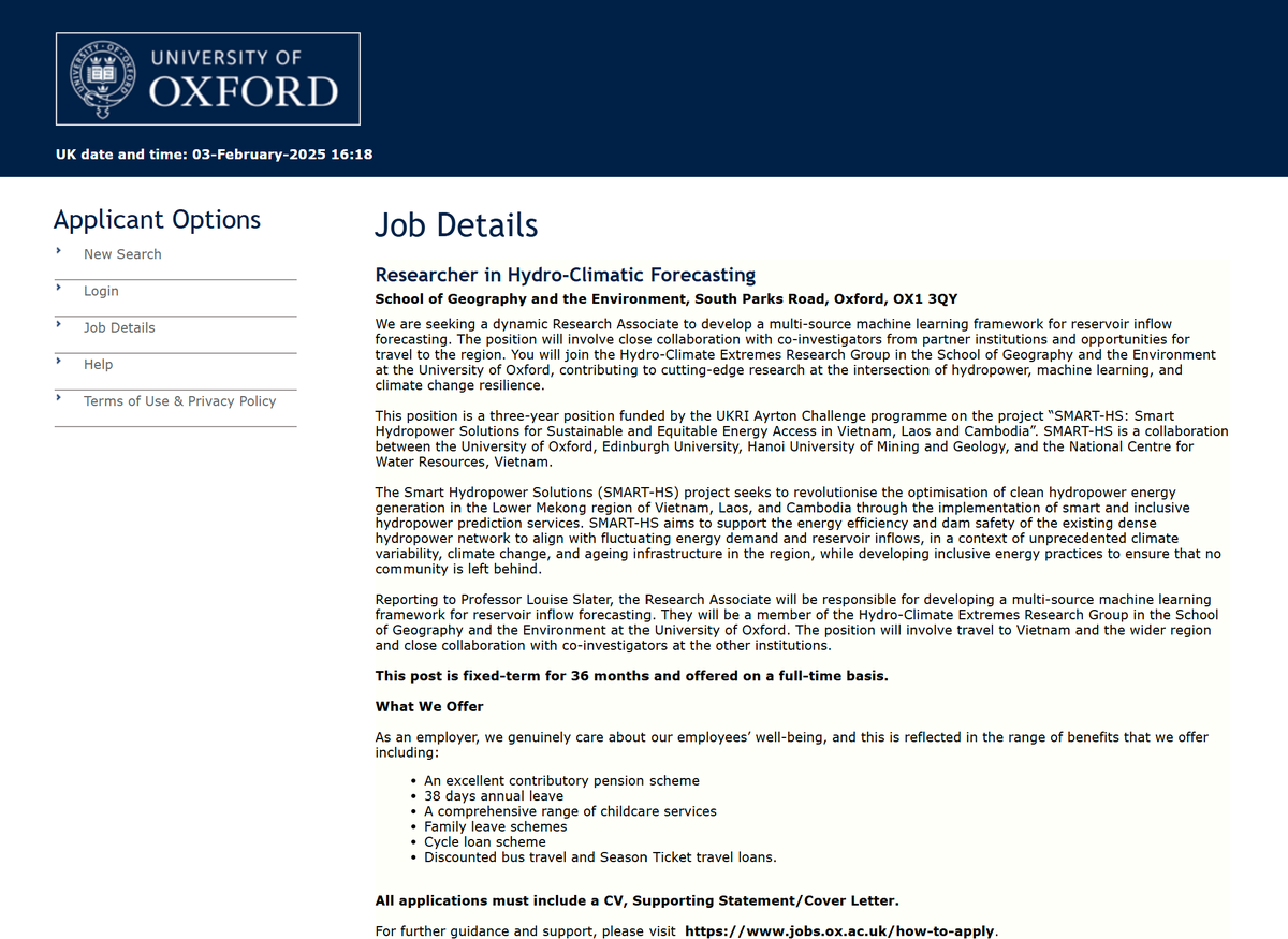 DrLouiseSlater's tweet photo. Interested in working on hydroclimatic forecasting, reservoirs, #MachineLearning, satellite data, and river networks in SE Asia? 🚨
3-year postdoc position @oxfordgeography on the Ayrton SMART-HS project - Apply by 10 Mar 2025! 
https://t.co/3T1J1fpYZp
@UniofOxford @simmoulds
#AI https://t.co/iQjeiSkRTt