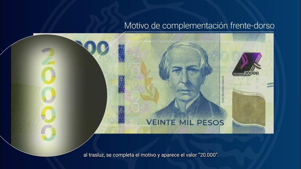 chandersjeena's tweet image. New high denomination for Argentina - Banco Central de la República Argentina (BRCA) has introduced a new high denomination 20,000 peso note, worth US$19 at the official exchange rate. buff.ly/4gpKMyq  
#opticalsecurity #features #banknotes #holographynews #argentina