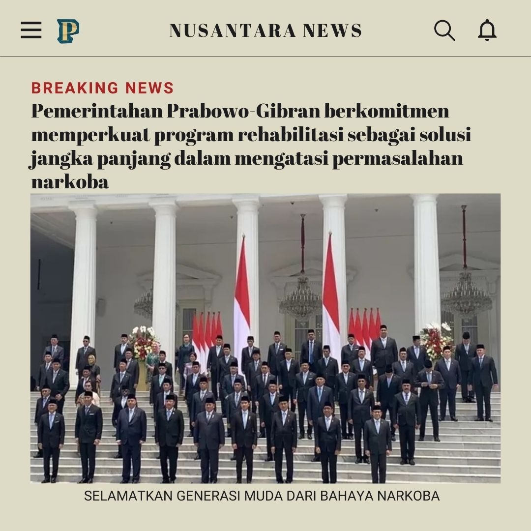 partofBNN's tweet photo. Menuju Indonesia Bebas Narkoba!  Pemerintahan Prabowo-Gibran berkomitmen memperkuat program rehabilitasi sebagai solusi jangka panjang. Dukung langkah ini untuk masa depan yang lebih sehat dan cerah!  #RehabilitasiUntukMasaDepan #StopNarkoba #GenerasiSehat #IndonesiaBersihNarkoba https://t.co/0d28rolo6t
