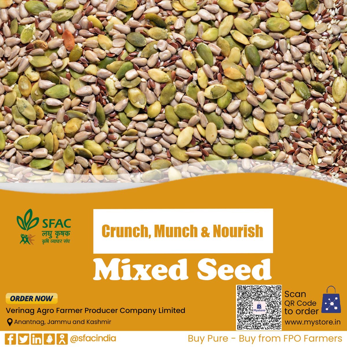sfacindia's tweet photo. Packed with protein, fiber &amp; essential nutrients, these selected mixed seeds are the perfect way to snack smart the healthy way.

Buy from FPO farmers👇
https://t.co/AnQJbSsD9g

😋
#VocalForLocal #healthychoices #HealthyEating #healthyseeds #healthylifestyle #Mixedseed #seeds https://t.co/aHb83qZFrR