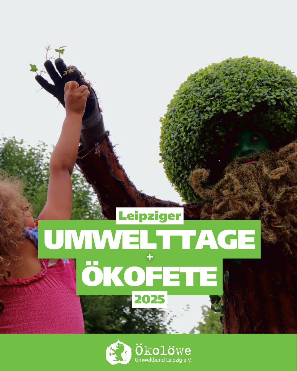 💚 Bewerbe Dich jetzt als Veranstalter:in oder Aussteller:in und gestalte mit uns Ökolöwen das bunte Programm der #LeipzigerUmwelttage und die #Ökofete 2025.

📲 Mehr Infos findest Du auf ökolöwe.de