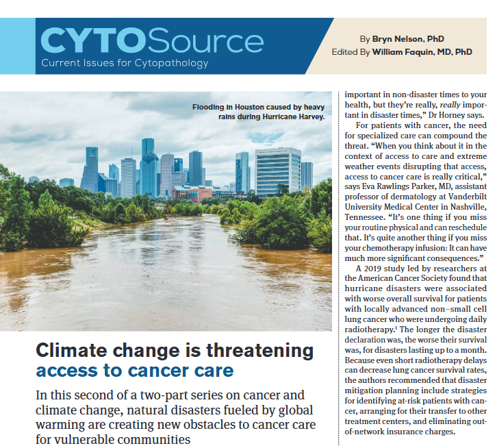 Cancer Cytopathology (@cancercytopath) on Twitter photo Climate change negatively impacts cancer risk and fuels health disparities across the globe. š
This 2-part series by @seattlebryn & <a href="/bfaquin/">WC Faquin, MD, PhD</a> highlights some of these challenges:
Pt 1: acsjournals.onlinelibrary.wiley.com/doi/10.1002/cnā¦
Pt 2: acsjournals.onlinelibrary.wiley.com/doi/10.1002/cnā¦
#WorldCancerDay #CytoPath Climate change negatively impacts cancer risk and fuels health disparities across the globe. š
This 2-part series by @seattlebryn & <a href="/bfaquin/">WC Faquin, MD, PhD</a> highlights some of these challenges:
Pt 1: acsjournals.onlinelibrary.wiley.com/doi/10.1002/cnā¦
Pt 2: acsjournals.onlinelibrary.wiley.com/doi/10.1002/cnā¦
#WorldCancerDay #CytoPath