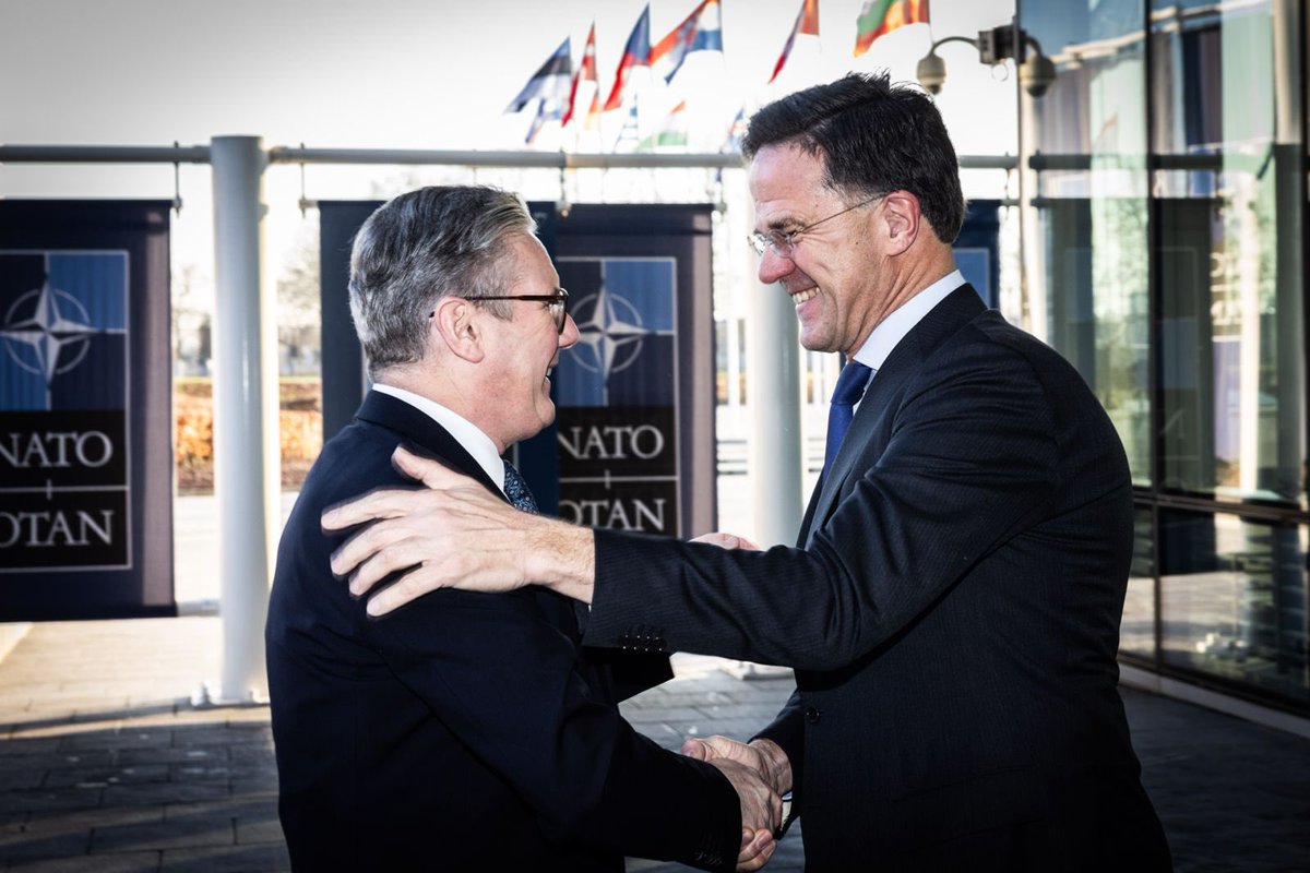Mark Rutte (@secmarkrutte) on Twitter photo Welcomed Prime Minister <a href="/Keir_Starmer/">Keir Starmer</a> at #NATO today. The #UK 🇬🇧 is a staunch Ally. You make vital contributions to our shared security and provide crucial support to #Ukraine. Look forward to continuing our work together - including to ramp up defence spending and production. Welcomed Prime Minister <a href="/Keir_Starmer/">Keir Starmer</a> at #NATO today. The #UK 🇬🇧 is a staunch Ally. You make vital contributions to our shared security and provide crucial support to #Ukraine. Look forward to continuing our work together - including to ramp up defence spending and production.